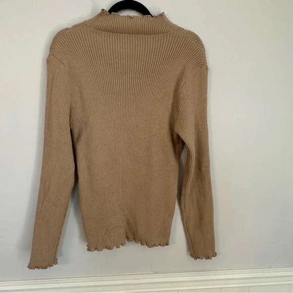 Shein Curve Women's Long Sleeve Tan Ribbed Ruffle Hem Top Size 2XL GUC - Picture 8 of 8